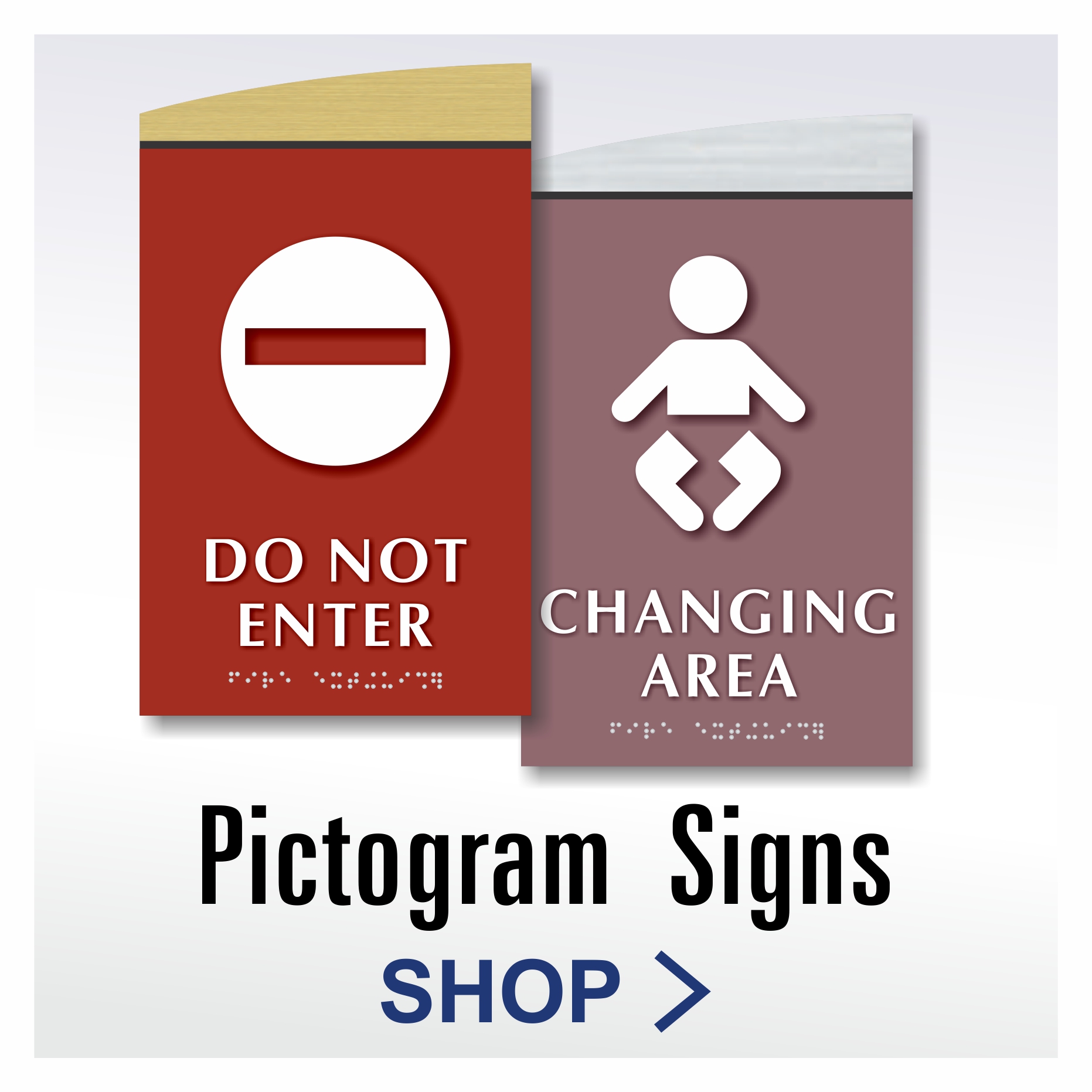 Wave Series ADA Compliant Pictogram Signs with raised text and braille